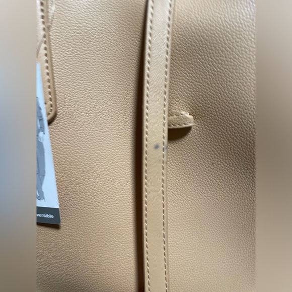 Beige reversible open tote bag double handles 13 x 11 inches - Picture 3 of 7